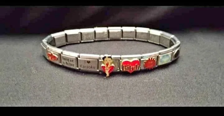 Vintage D'linq Silver Tone •  Stainless Steel Charm Bracelet