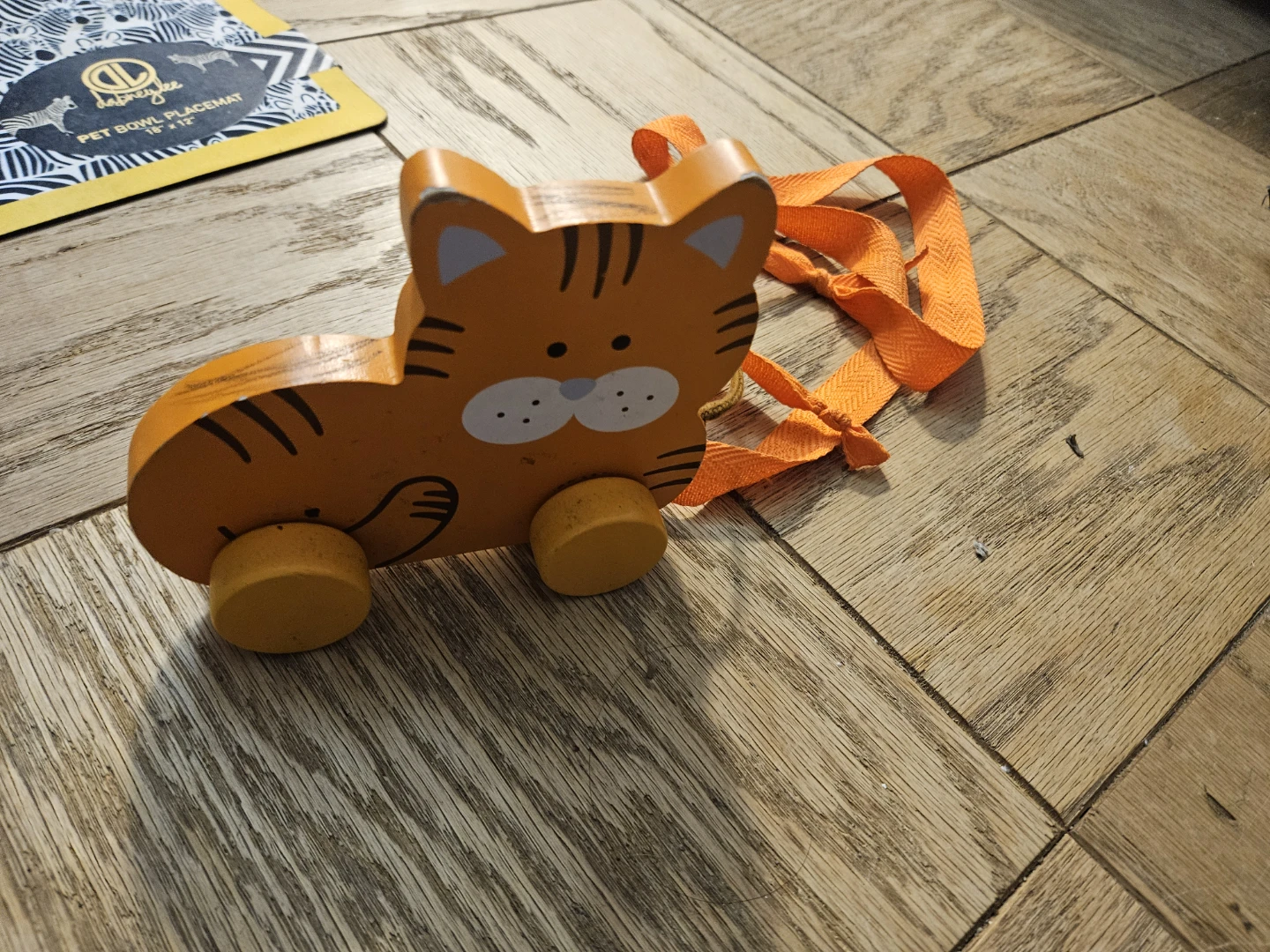 #gifting Orange Wooden Pull Toy Cat - photo 2