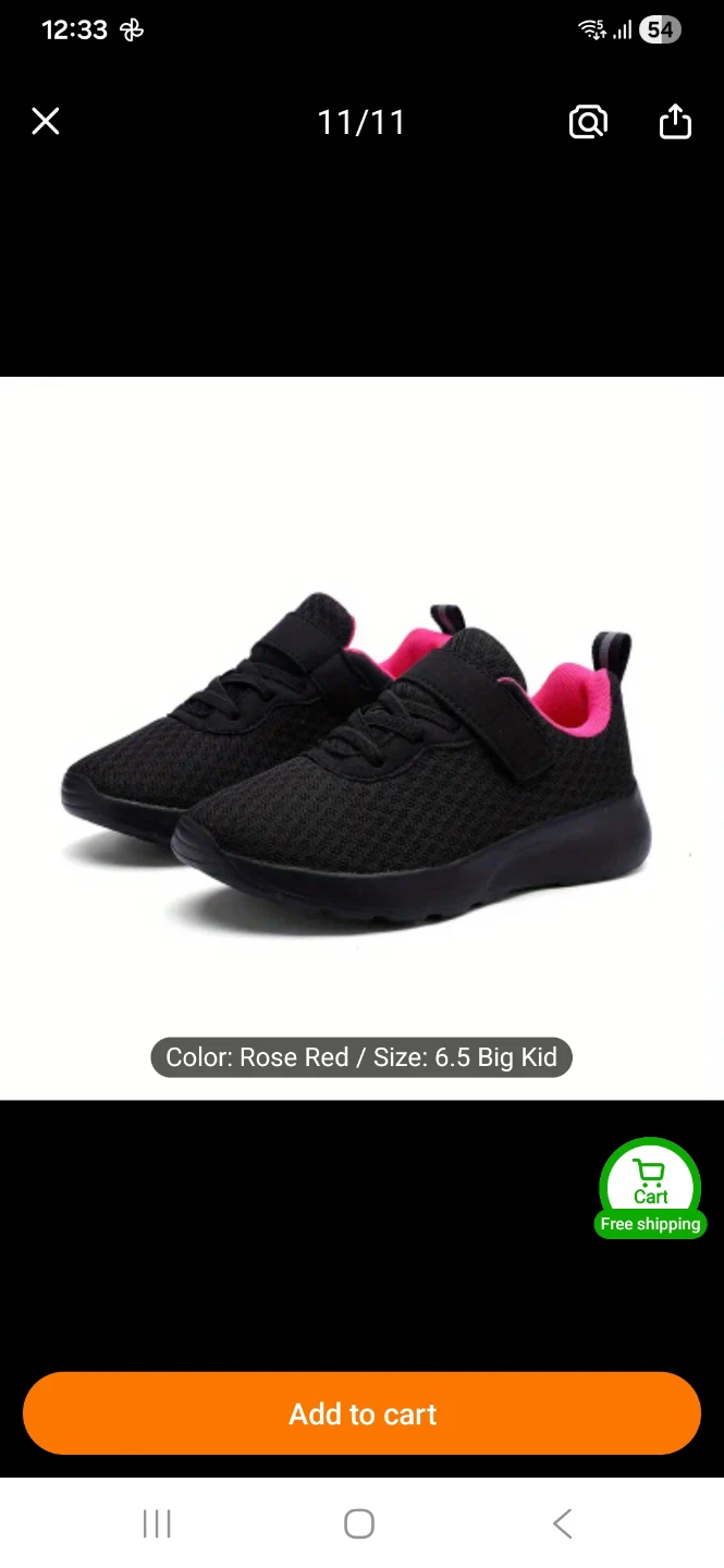 Brand new Black & Rose Red Kids Sneakers - Size 6.5