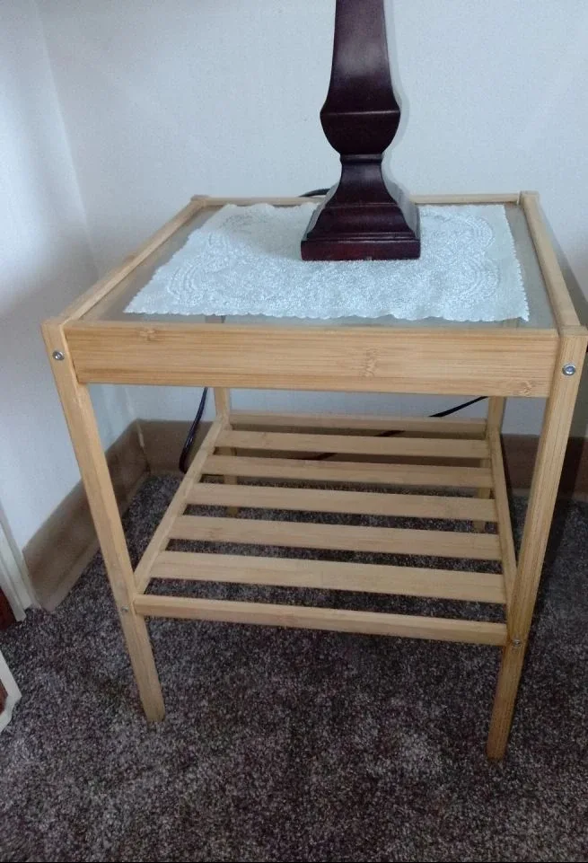 2 Bamboo Side Table with Glass Top