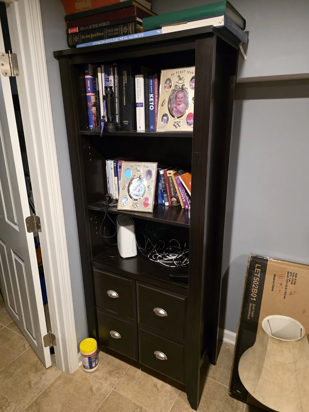 Dark Brown Bookshelf & Desk Set