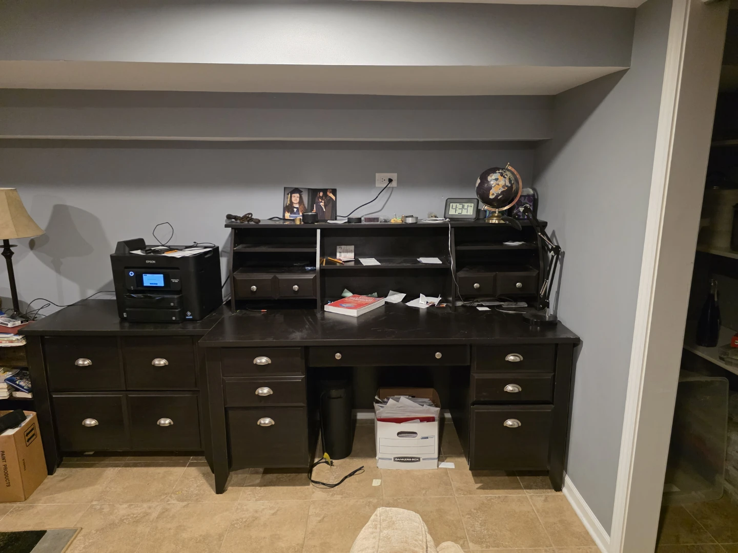Dark Brown Bookshelf & Desk Set - photo 2
