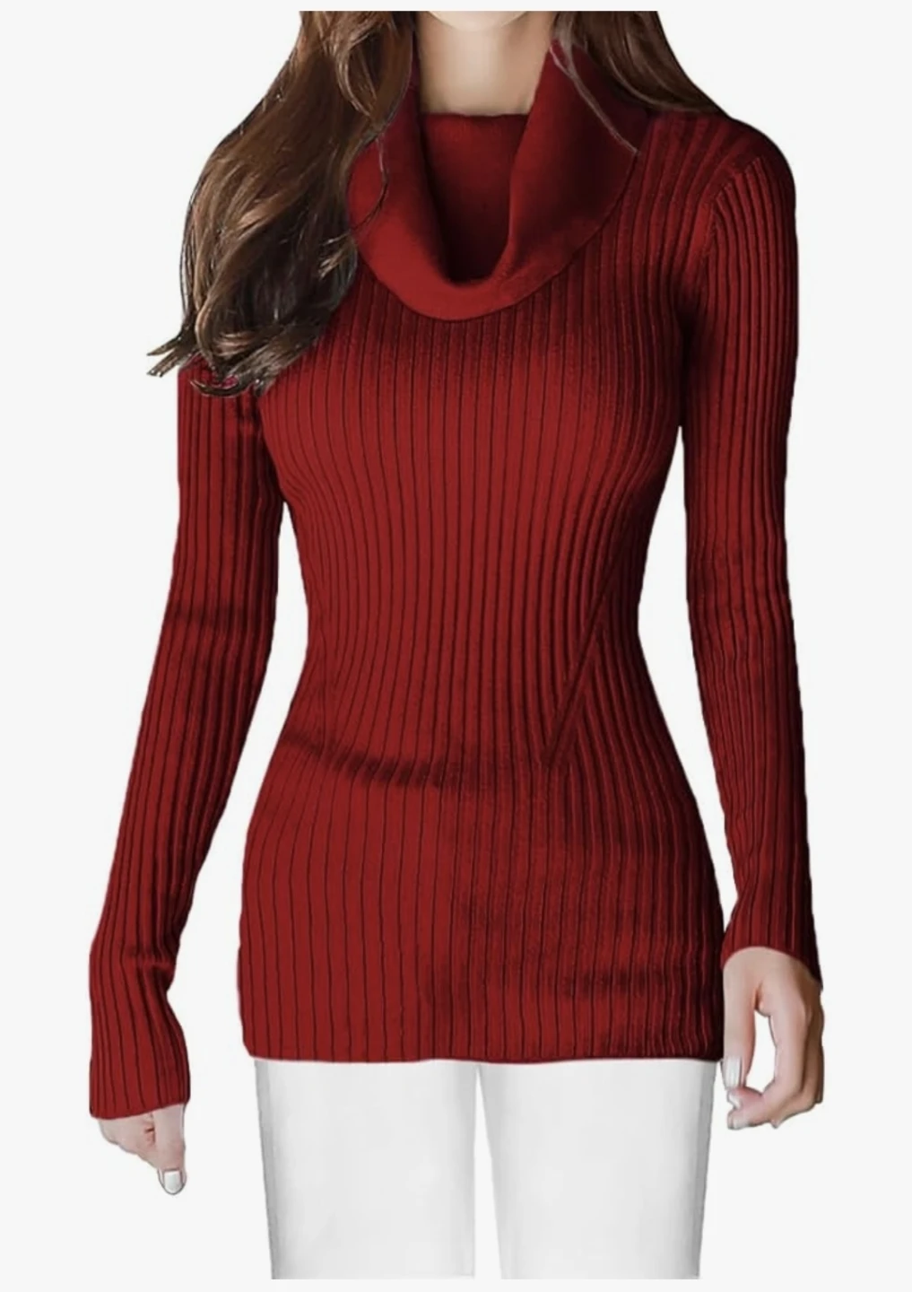 Like New Ricki's Stretchable Cowl Neck Knit Long Sleeve Slim Fit