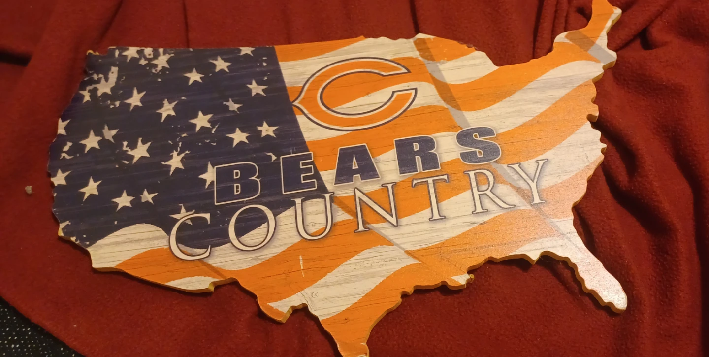 Chicago Bears USA Map Wood Sign