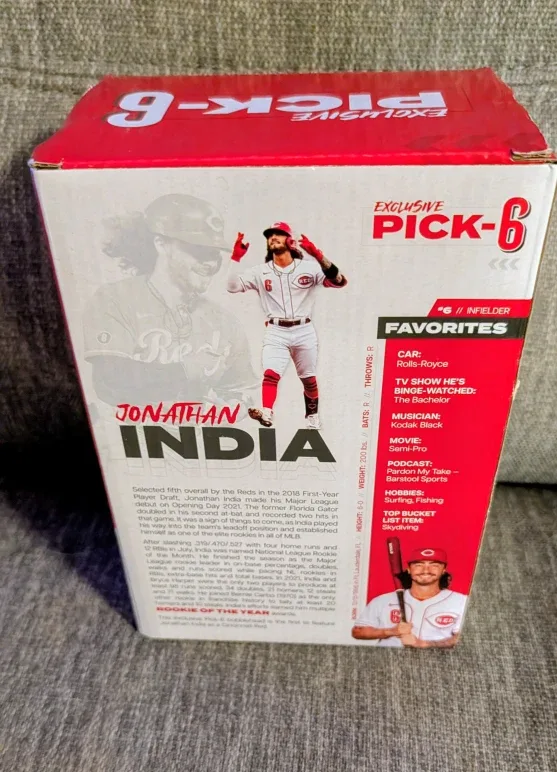 Brand New Jonathan India Reds Bobblehead, Exclusive Pick-6 image indicator(2)