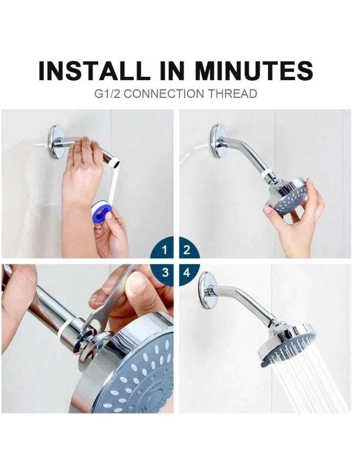 HOPOPRO 5 Spray Patterns Shower Head - Chrome image indicator(2)