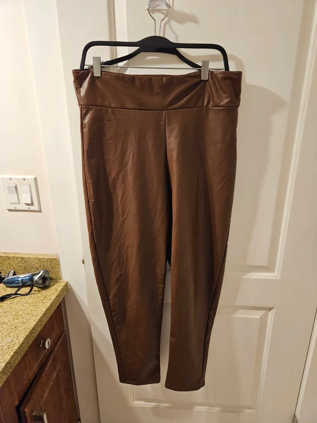 Pennmans Brown Faux Leather Pants - Size L #Cleanout