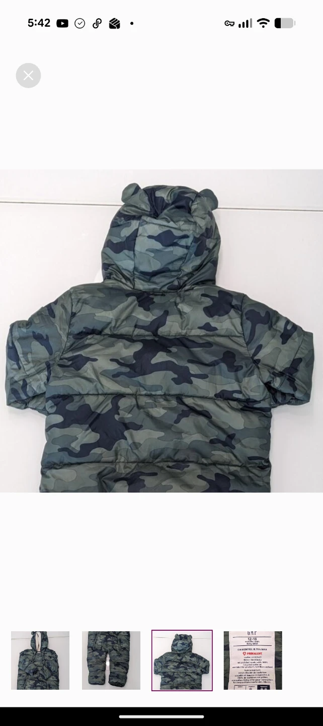 Gap Baby 12-18 Months Camo Snowsuit - photo 3