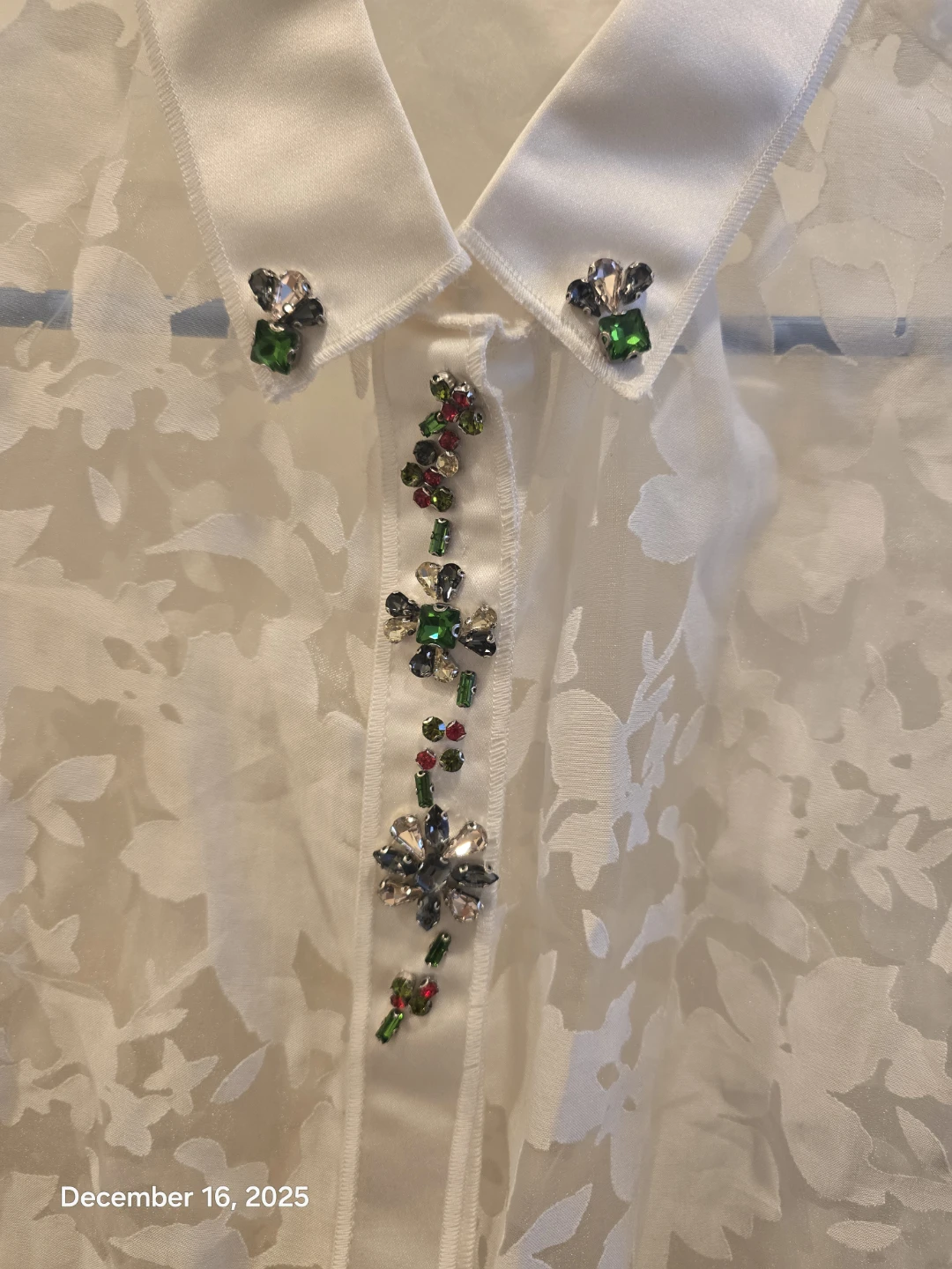 White Floral Embellished Blouse