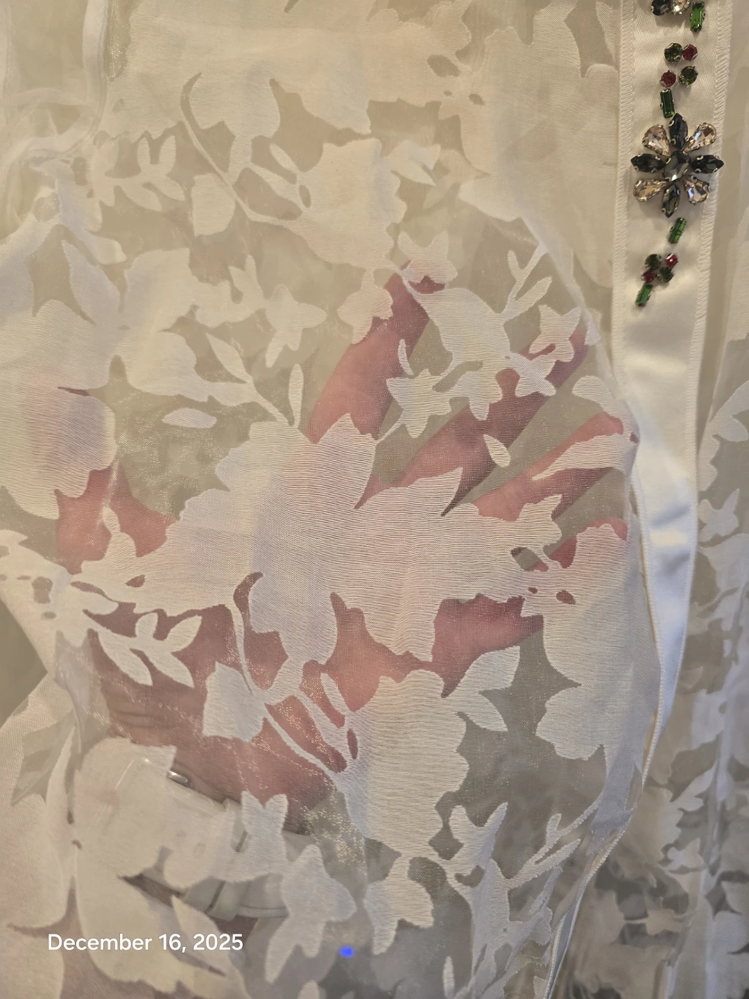 White Floral Embellished Blouse - photo 3