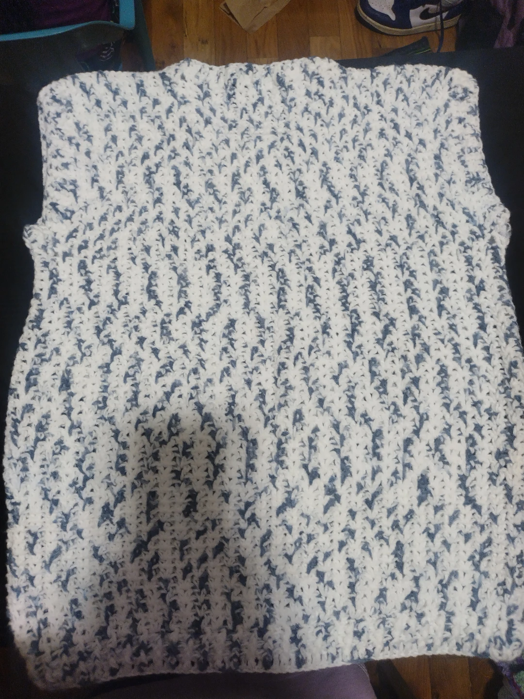 Handmade Blue and White Crocheted Vest - photo 3
