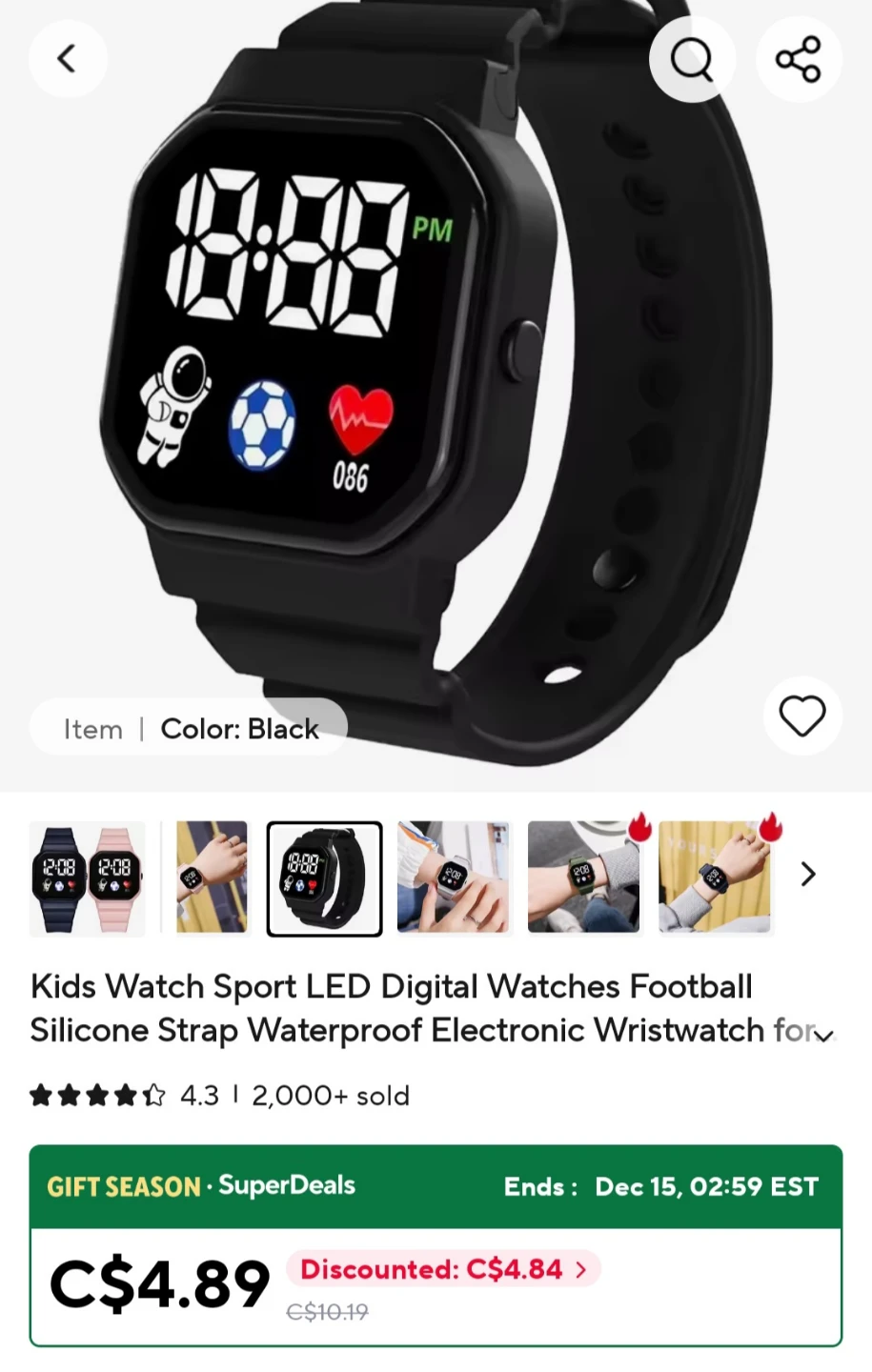 2 LED Digital Watches - Black & Hello Kitty Band - photo 4
