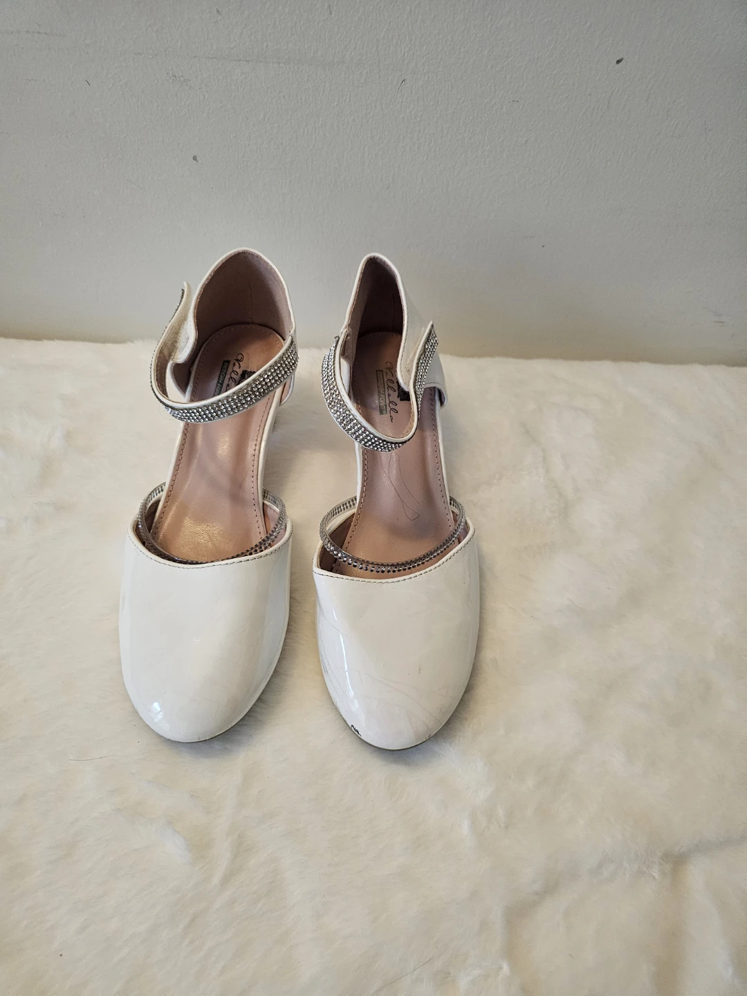 White Dress Shoes with Rhinestone Detail