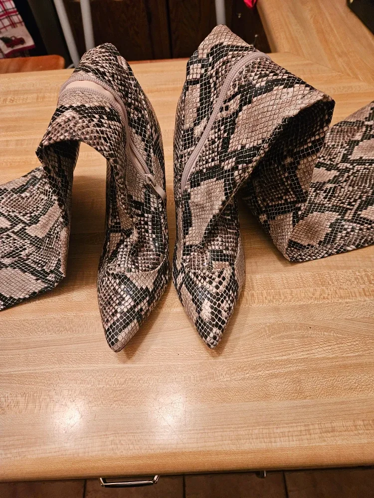 Snakeskin Thigh High Heel Boots