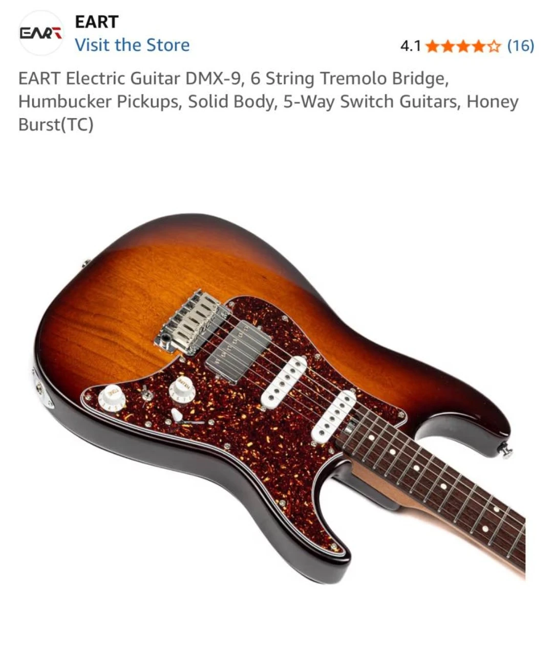 EART DMX-9 Honey Burst Electric Guitar - photo 2