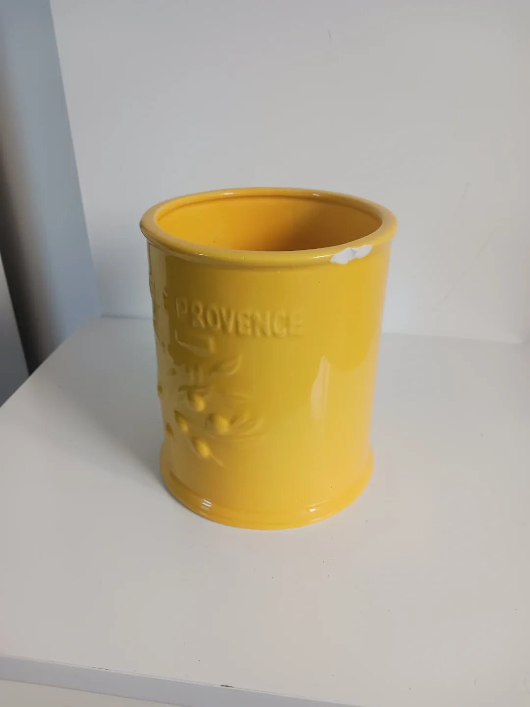 Sunny Yellow Ceramic Utensil Holder - 'Cuisine de Provence'