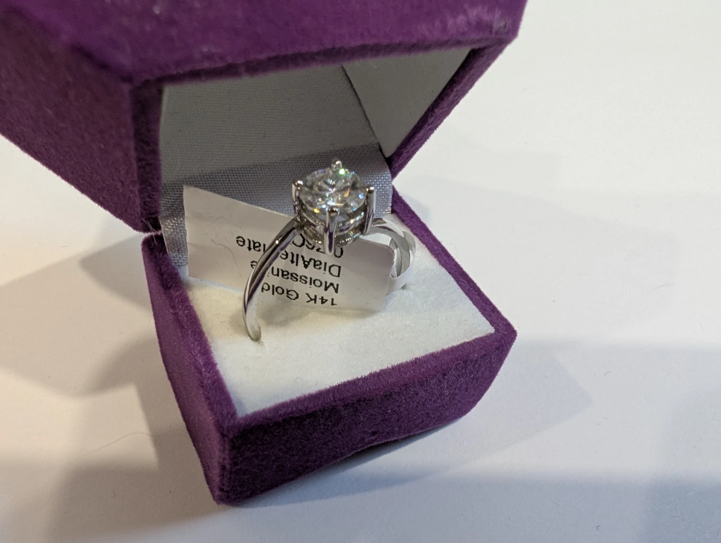 Brand New 14K White Gold Moissanite Ring For Sale