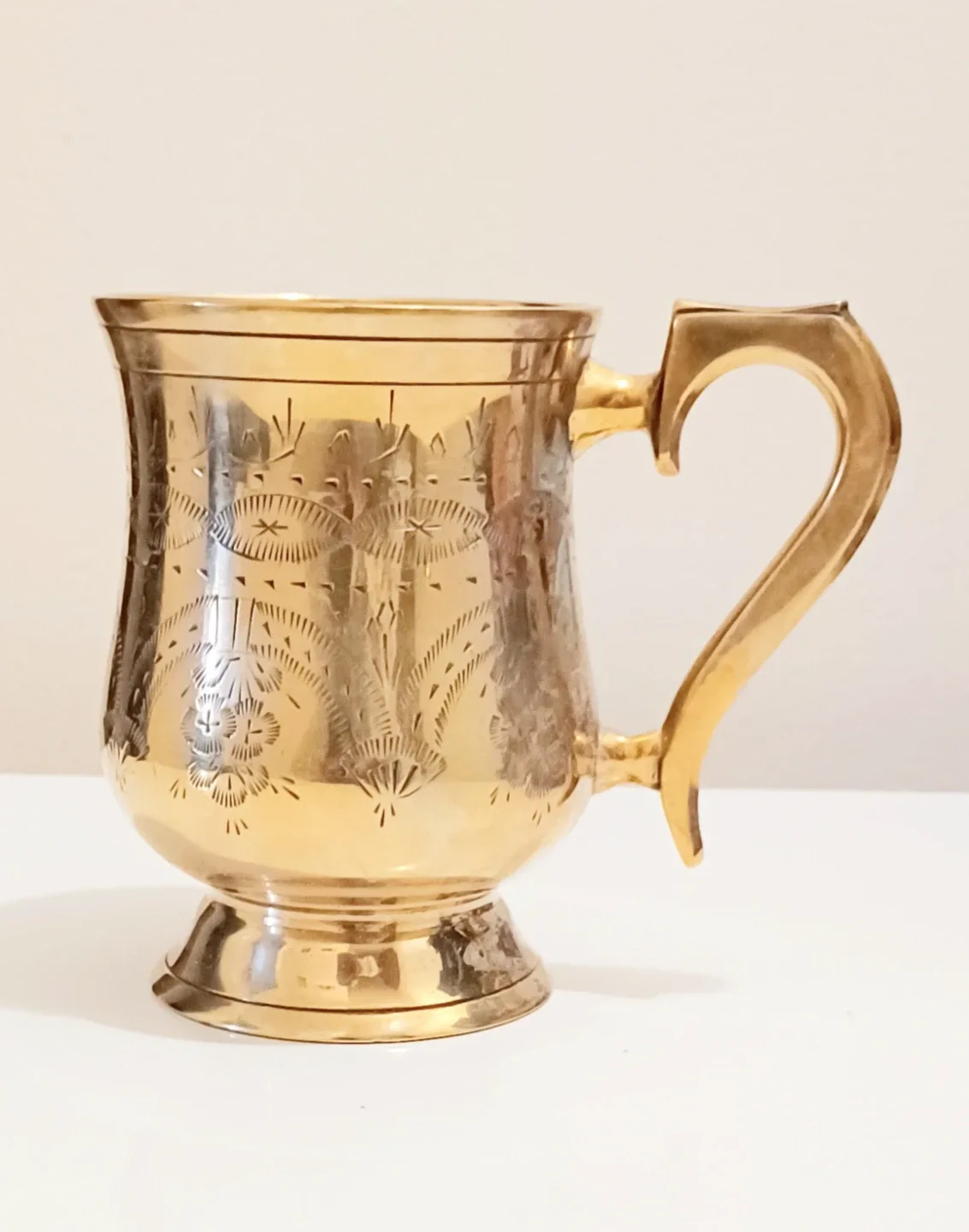 Unique Etched  Solid Brass Mug image indicator(2)