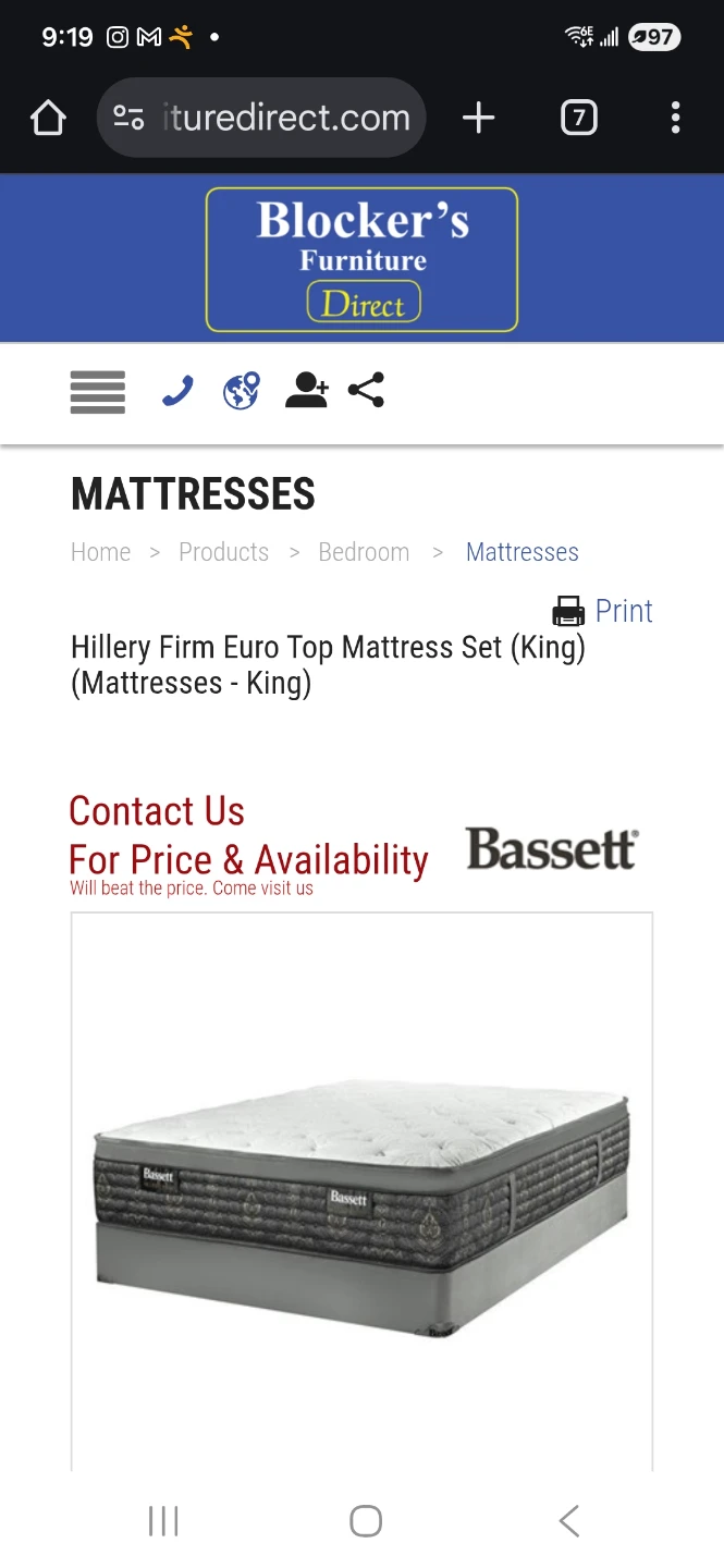 Bassett Hillary Firm Euro Top King Mattress