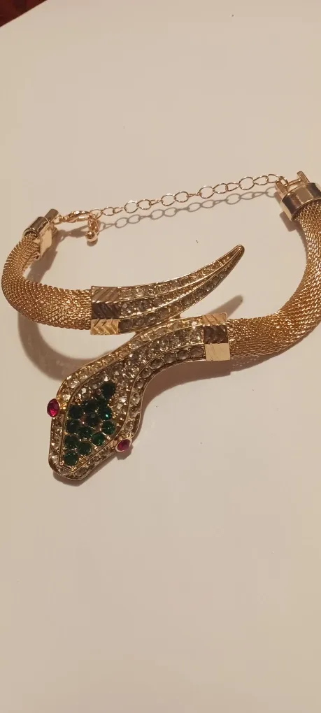 SALE $5 !!Gold Tone Snake Rhinestone Bracelet image indicator(2)