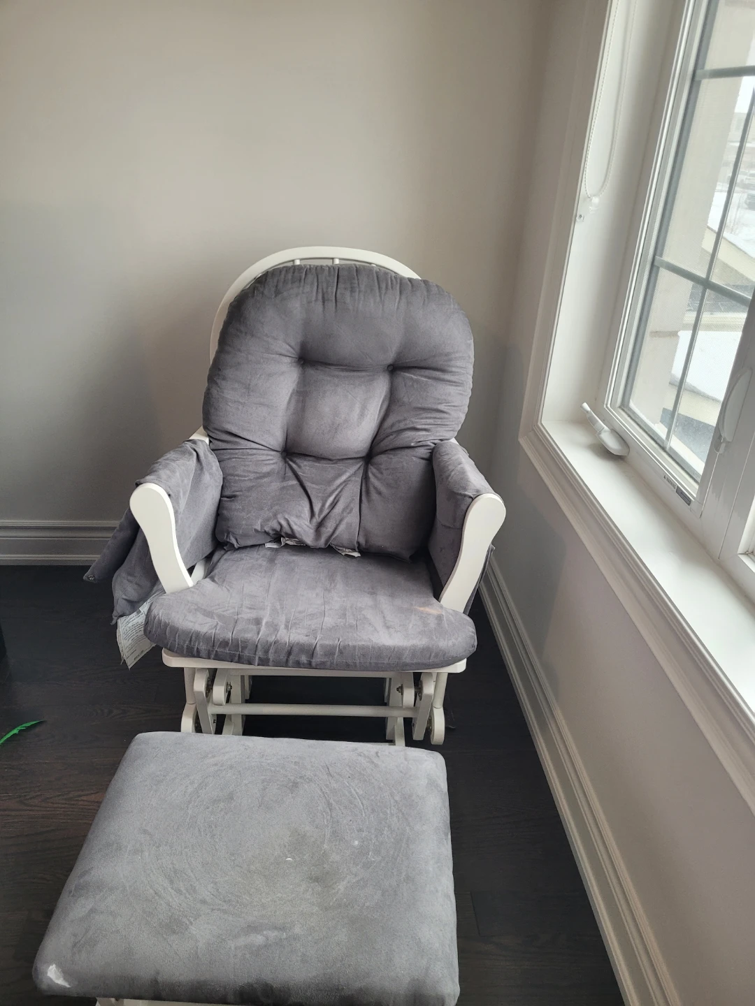 Grey Glider Rocking Chair with Ottoman - photo 3