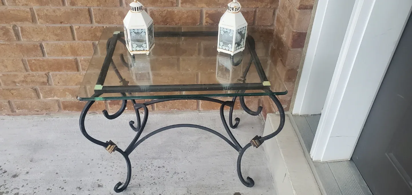 Glass Top End Table with Metal Frame