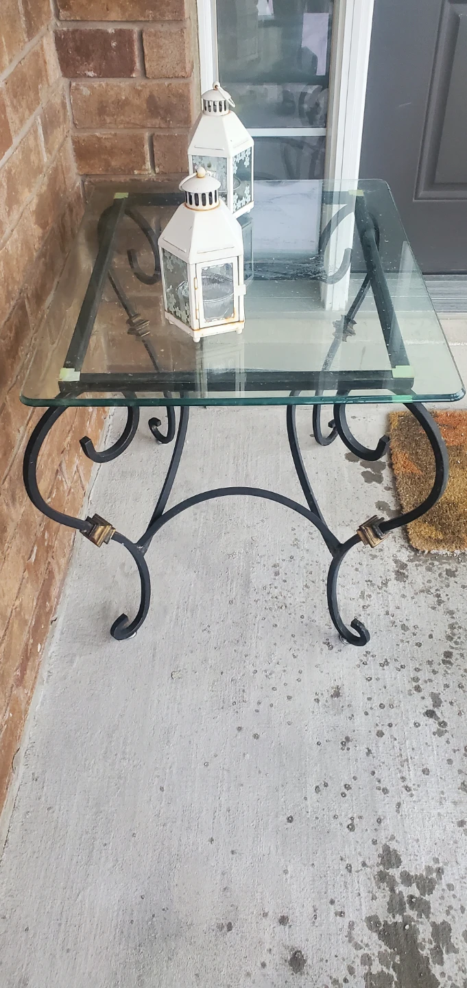 Glass Top End Table with Metal Frame - photo 2