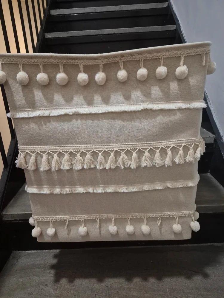 Pom Pom Storage/Hamper  Bin - Beige#cleanout