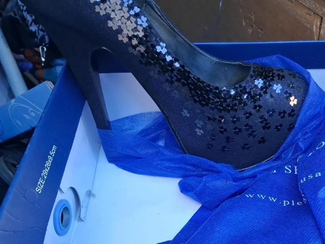 Pleaser USA Black Sequin Heels