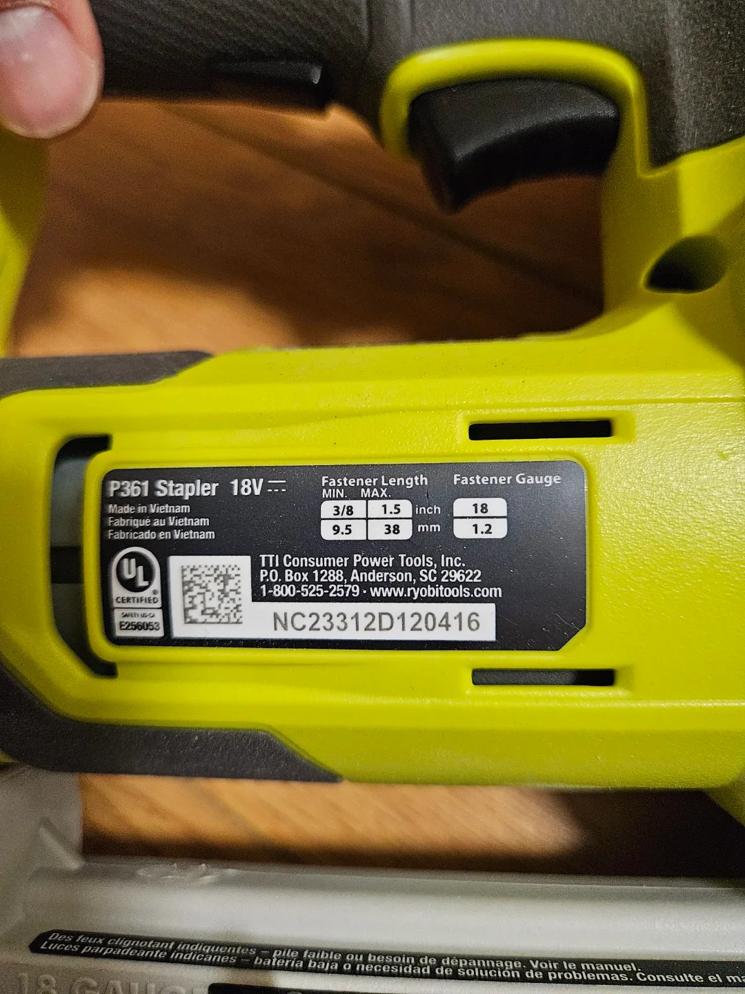 Ryobi P361 18V Stapler - Narrow Crown image indicator(5)