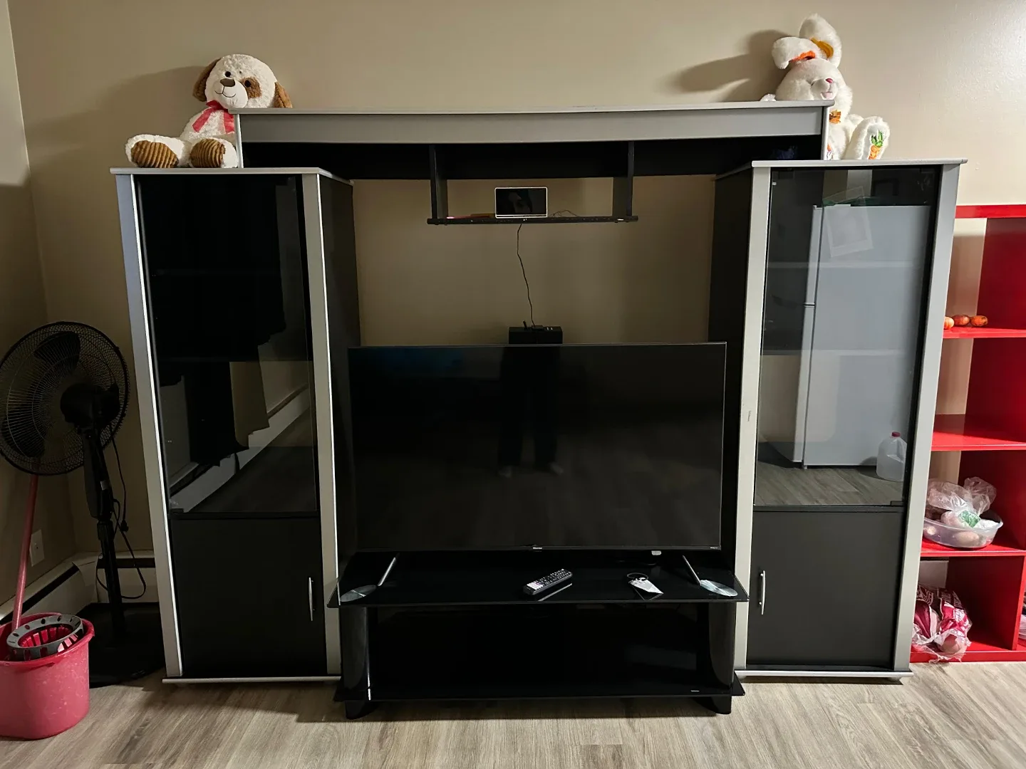 Furniture Lot: TV Stand, Bookcase, Display Cabinet image indicator(3)