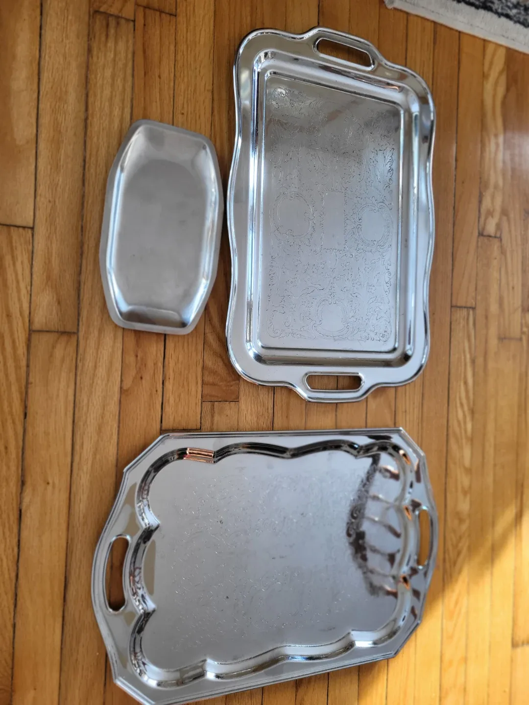Silver Serving Trays - Set of 3