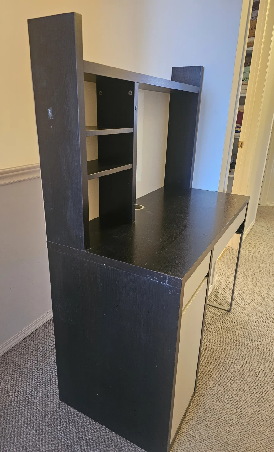 Black and White Desk with Hutch from Ikea