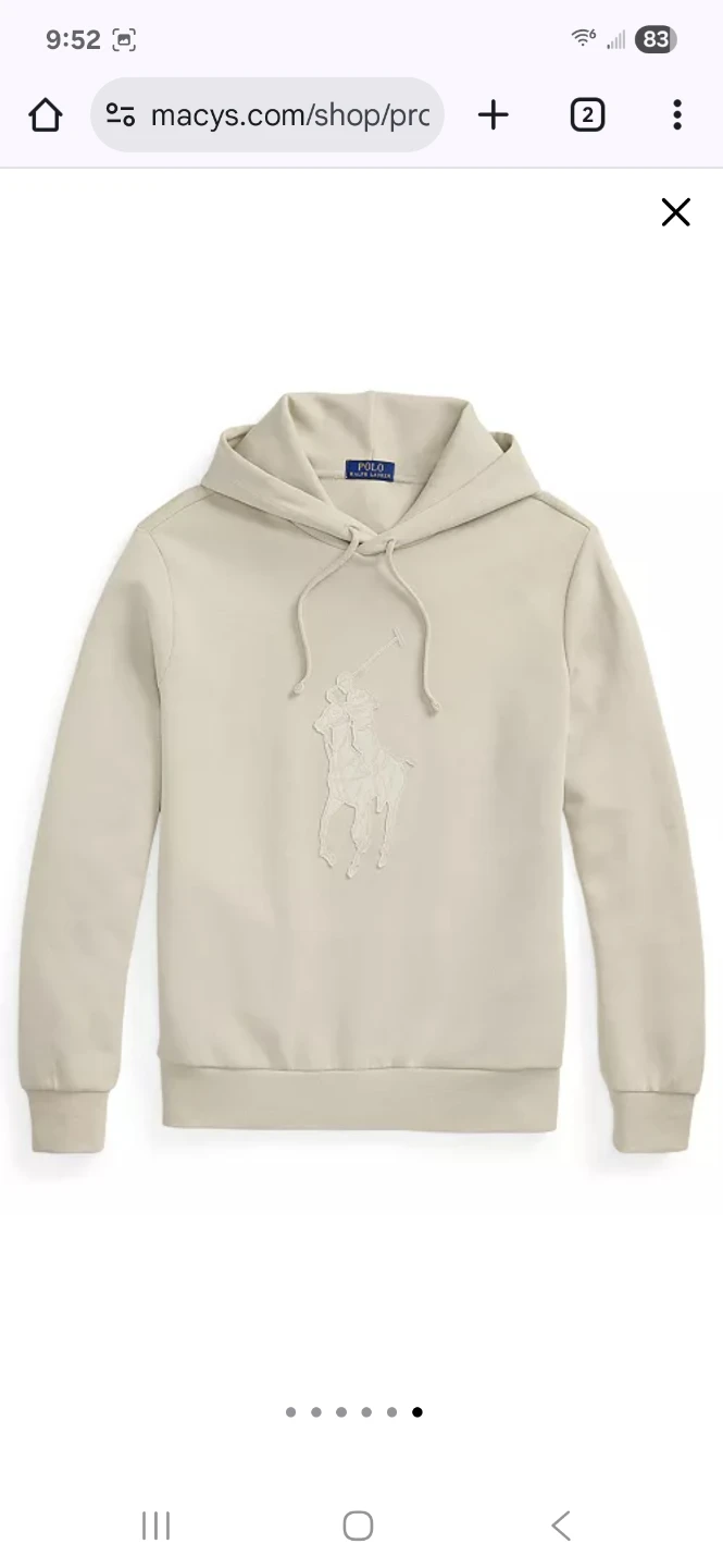 Ralph Lauren Beige leather print pony Hoodie - Size L - photo 2