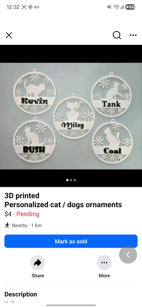 Personalized Cat/Dog Christmas Ornaments