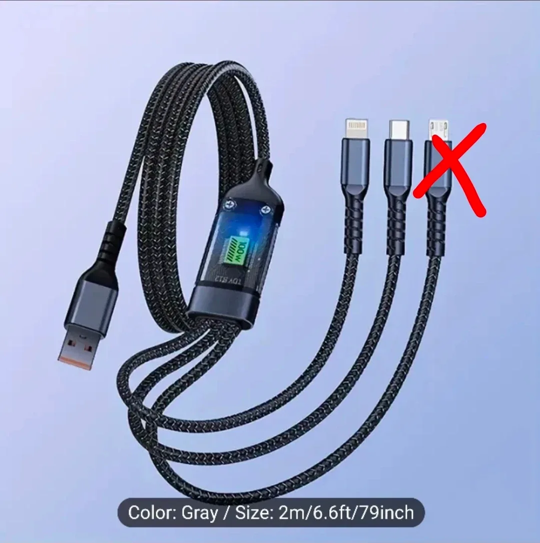 iPhone Lightning, USB-C Charging Cable, 2m Long