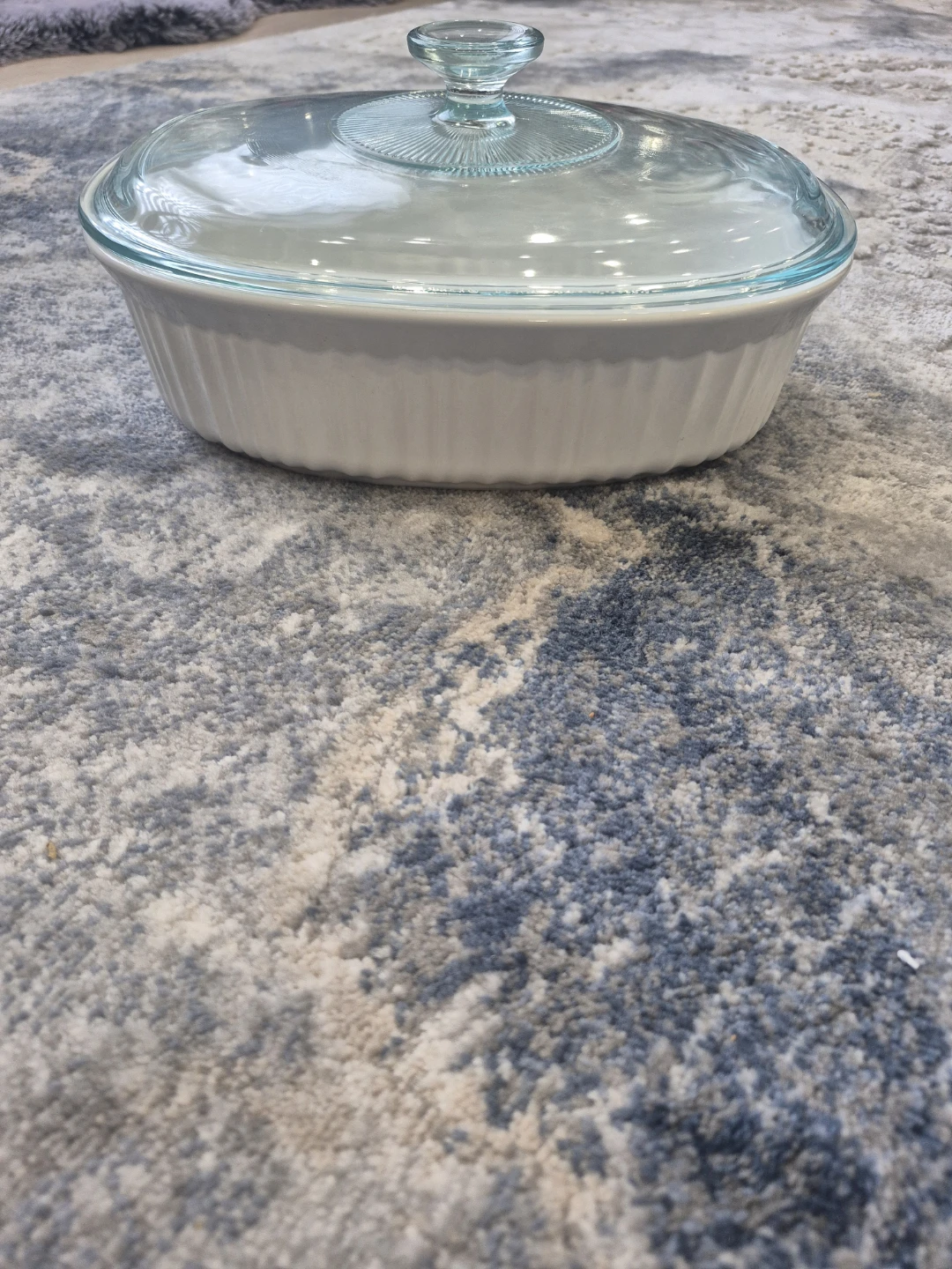 Oval White  pyrex with Glass Lid - photo 2