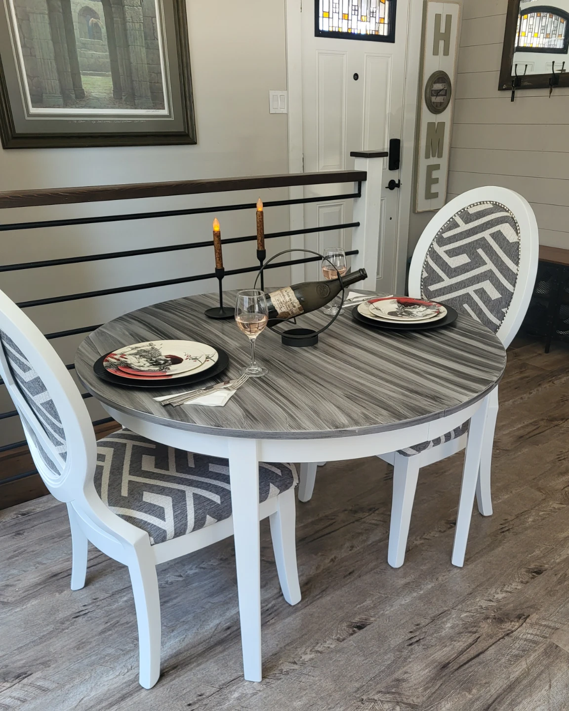 Round Dining Table with Two Chairs