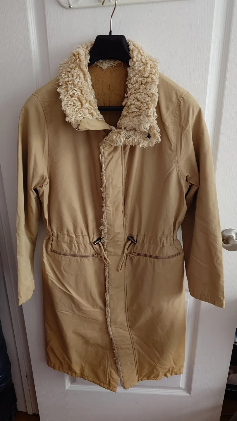 Tan Coat with Faux Fur Collar