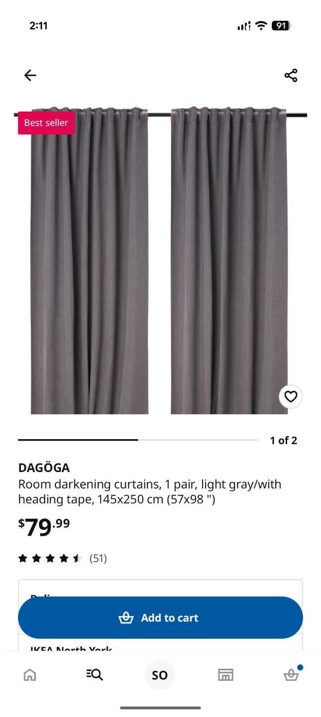 IKEA DAGDÖGA Light Gray Room Darkening Curtains