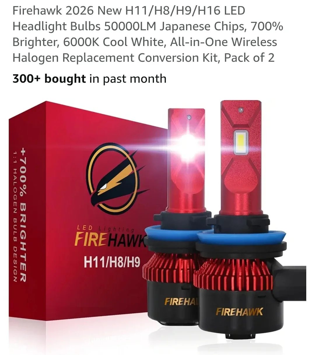 Firehawk H11/H8/H9/H16 LED Headlight Bulbs