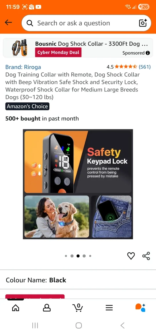 Riroga Dog Training Collar w/ Remote - Black image indicator(8)