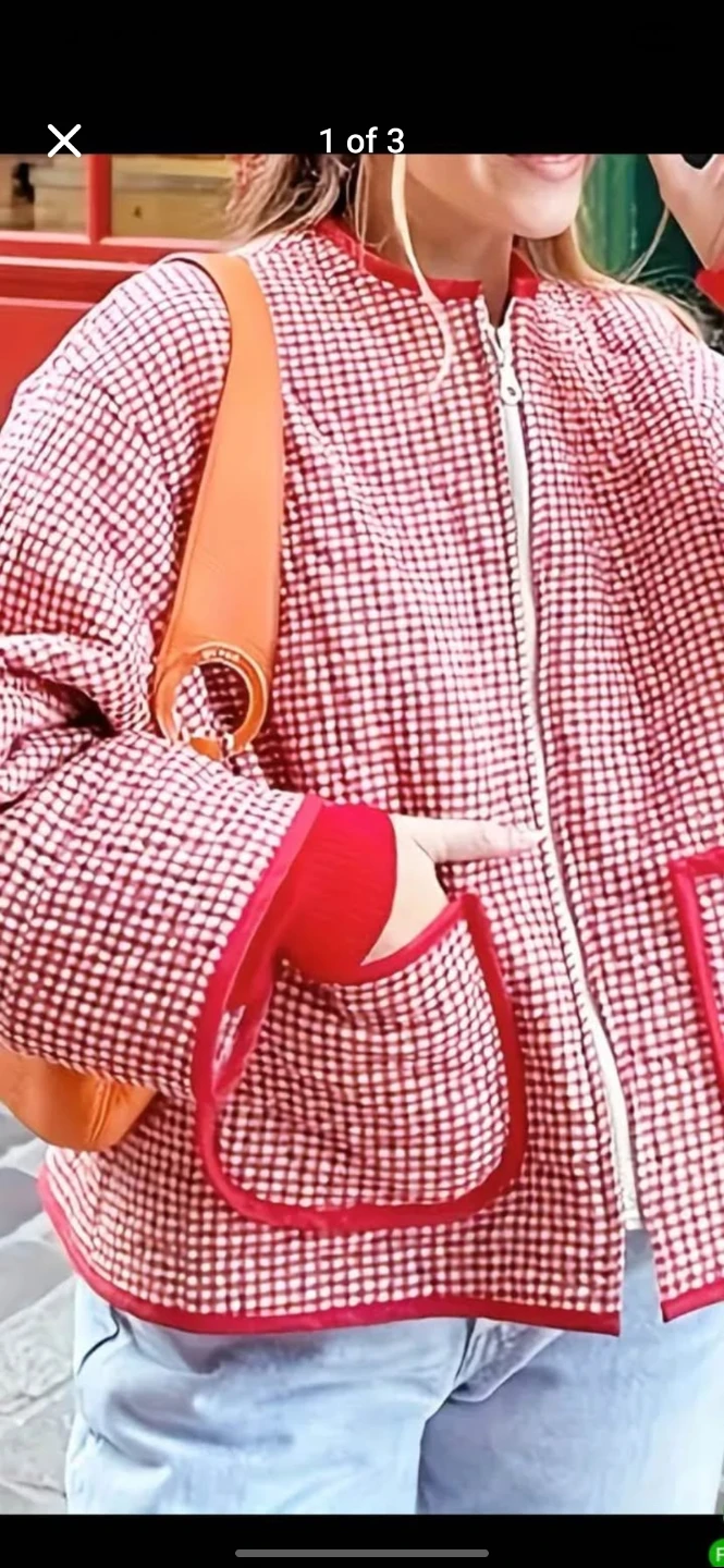 Gingham Quilted Jacket. New. Size L
