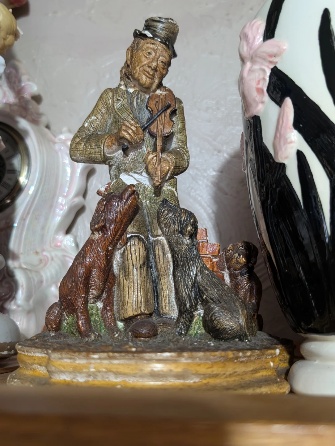 Vintage Figurine - Man with Violin & Dogs