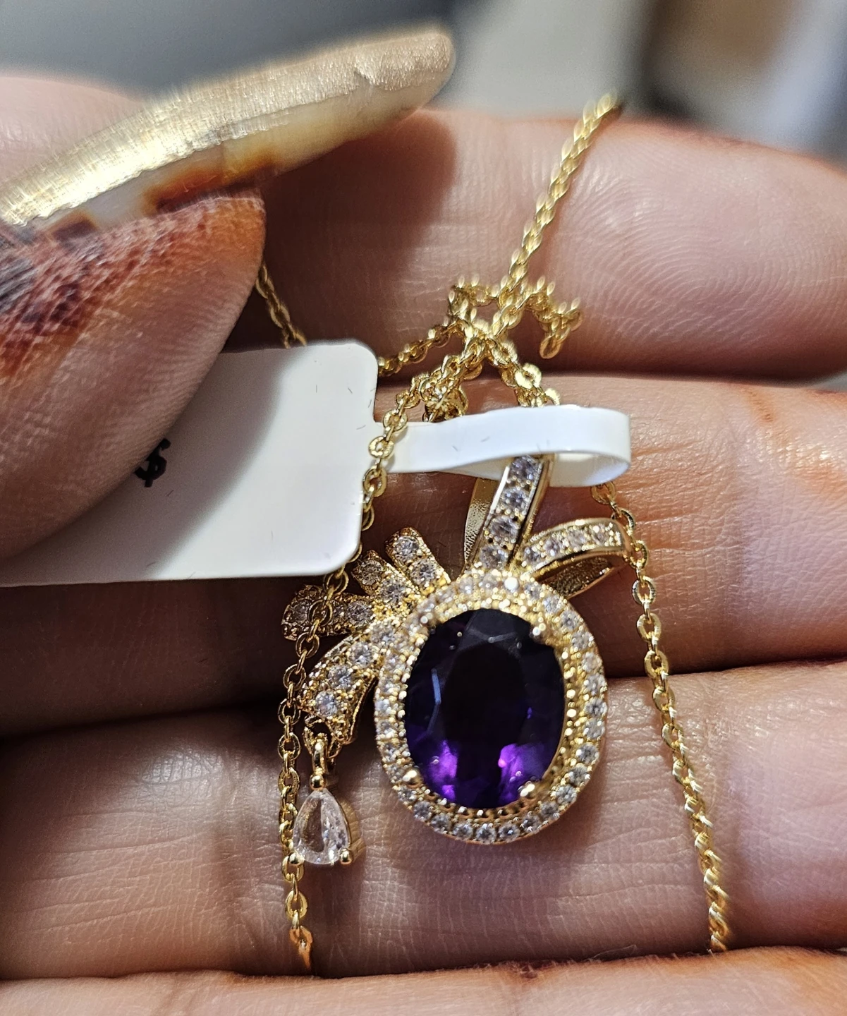 Nature Crystal Pendant Necklace,Amethyst stone - photo 2