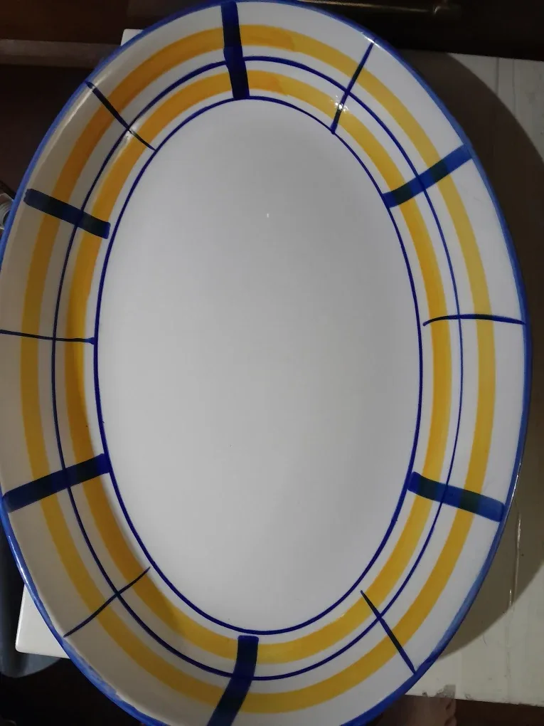 Oval Serving Platter - Yellow & Blue