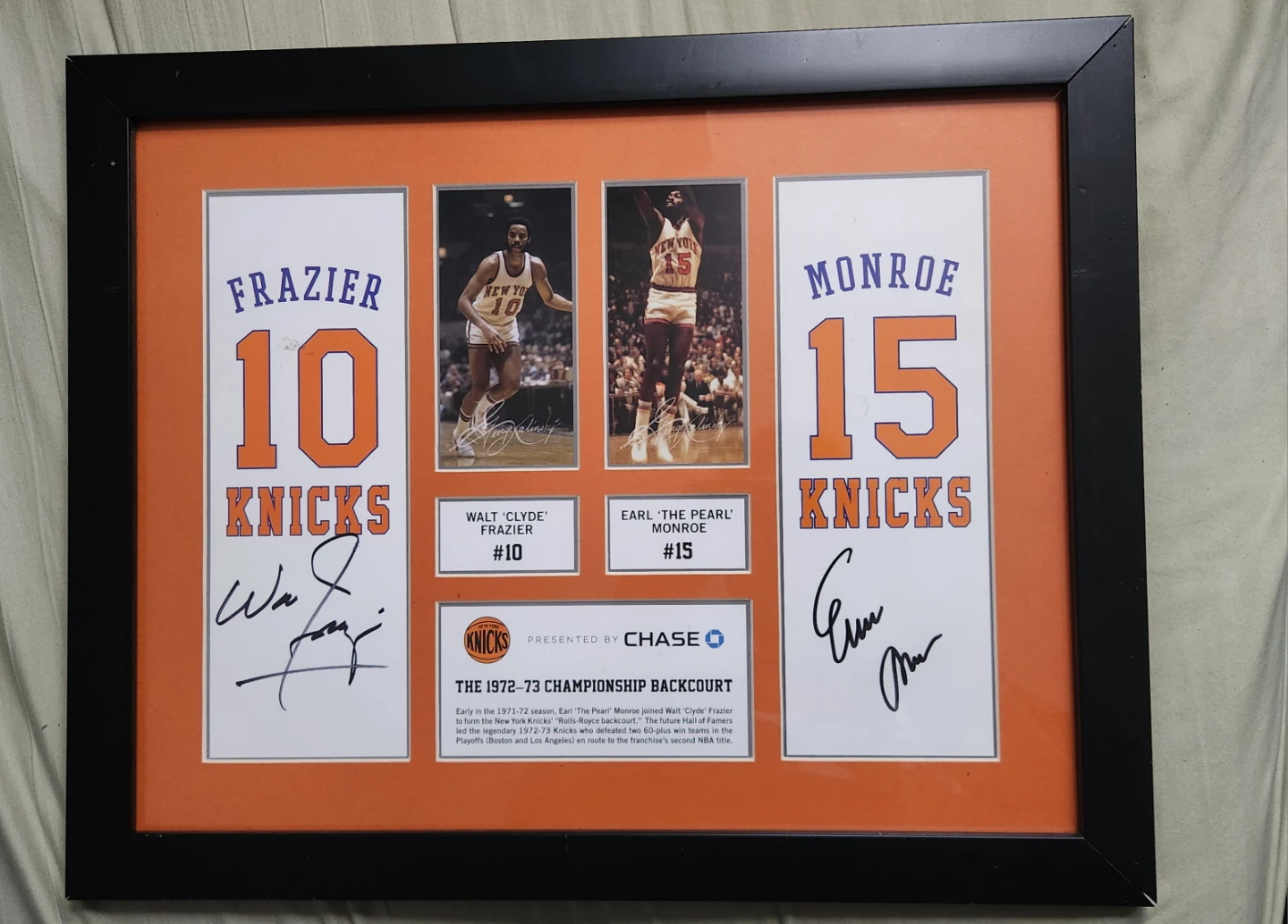 Framed Knicks 1972-73 Championship Backcourt Photo