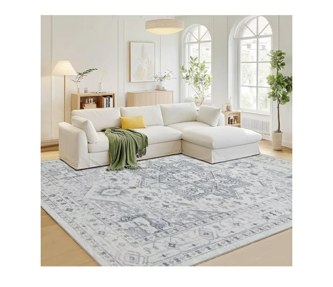 Area Rug Grey/Cream/White/Light Blue
