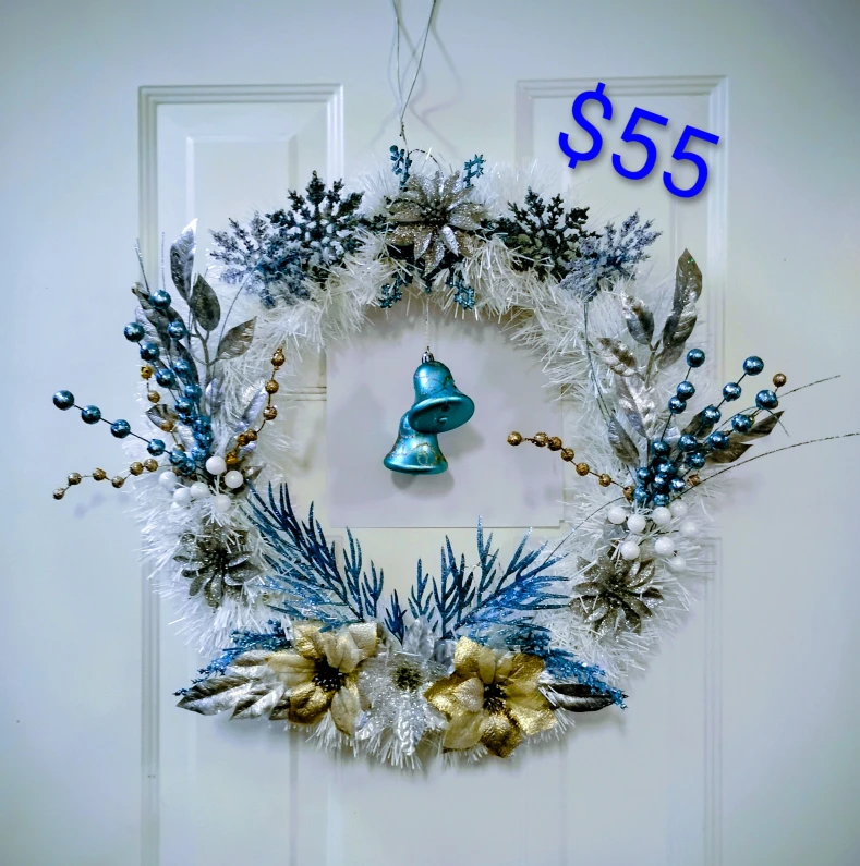 Festive Winter Wreath - Blue & Silver - photo 2