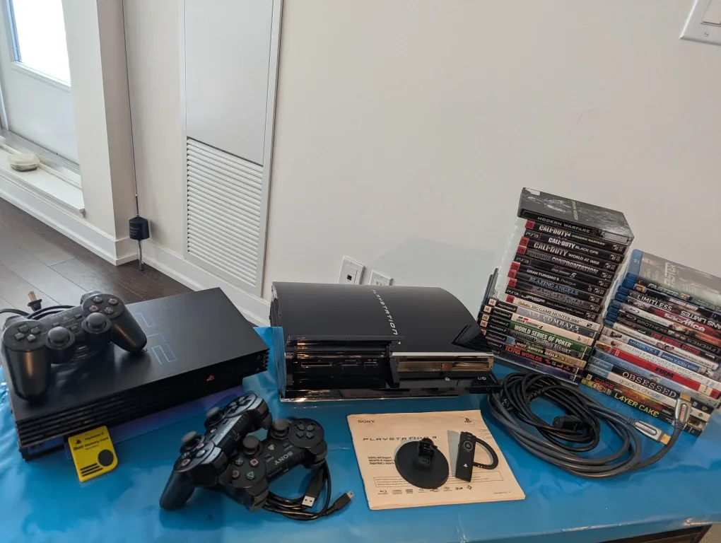 Sony Playstation 3+ PS2 with Games and blue ray movies